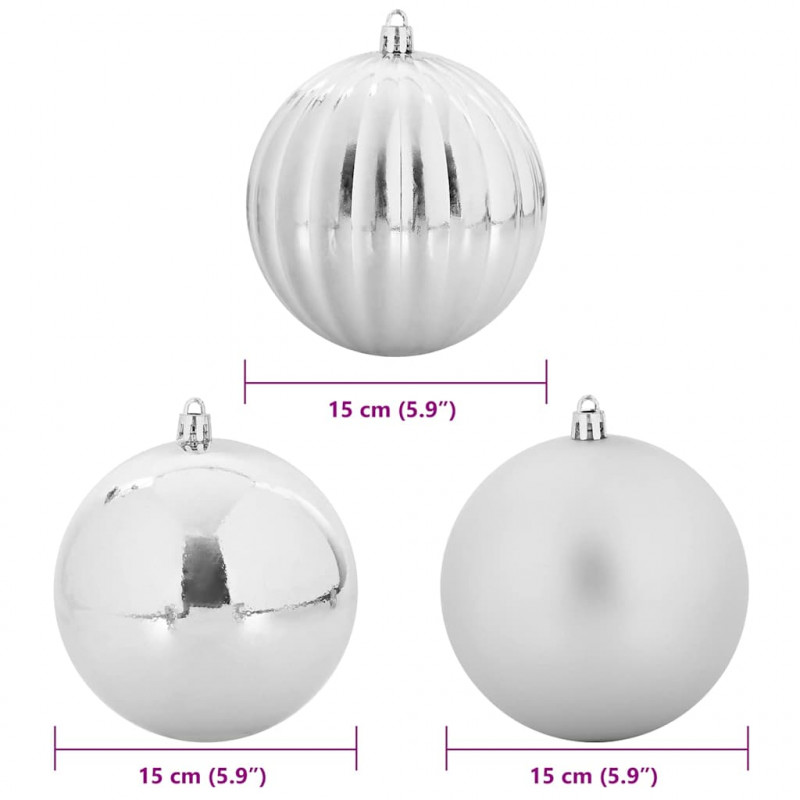 Zestaw Bombek Świątecznych XL 9 pcs Srebrny