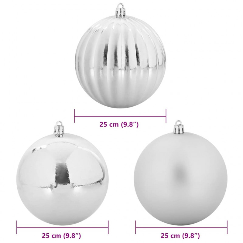 Zestaw Bombek Świątecznych XXL 3 pcs Srebrny