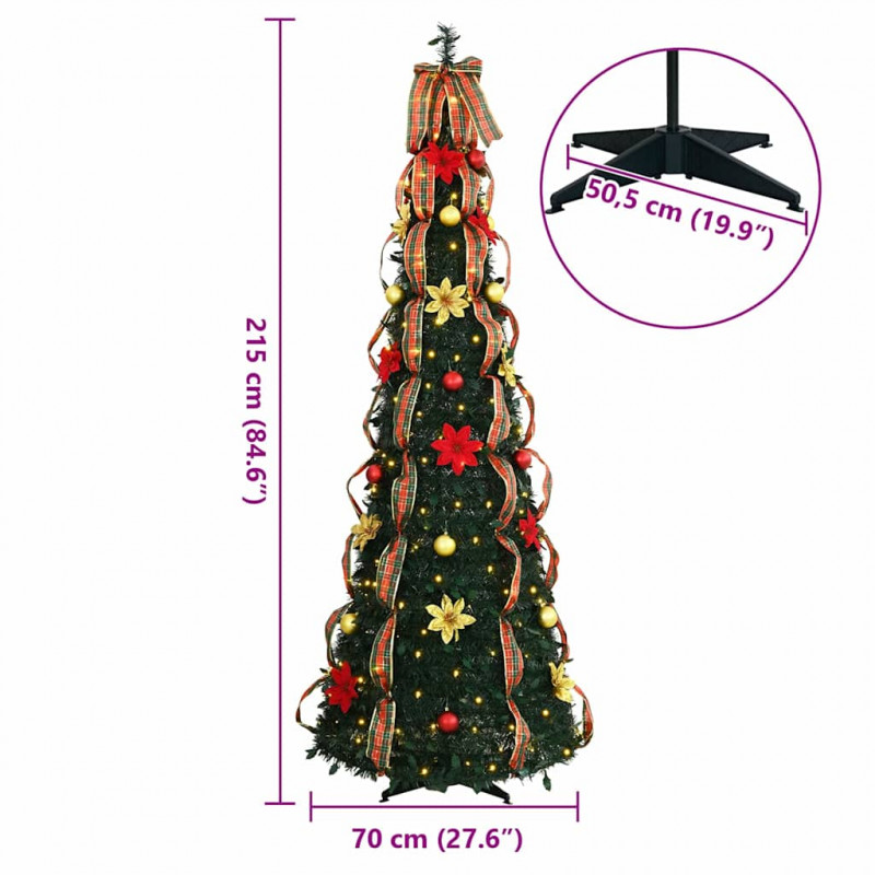 Sztuczna choinka z 200 diodami LED Zielony 215 cm PVC