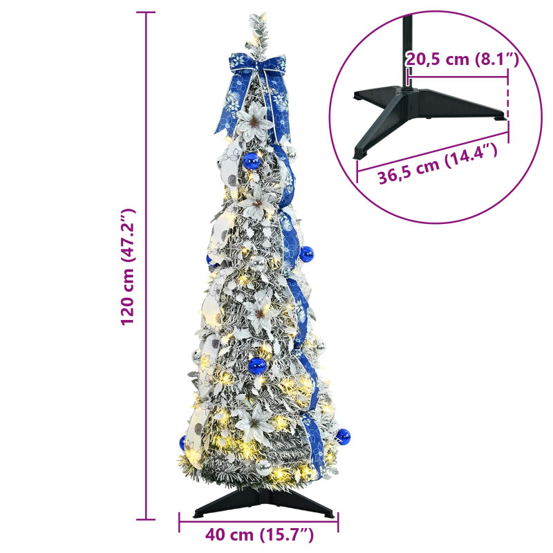 Sztuczna choinka z 50 diodami LED z podstawą Biały 120 cm PVC