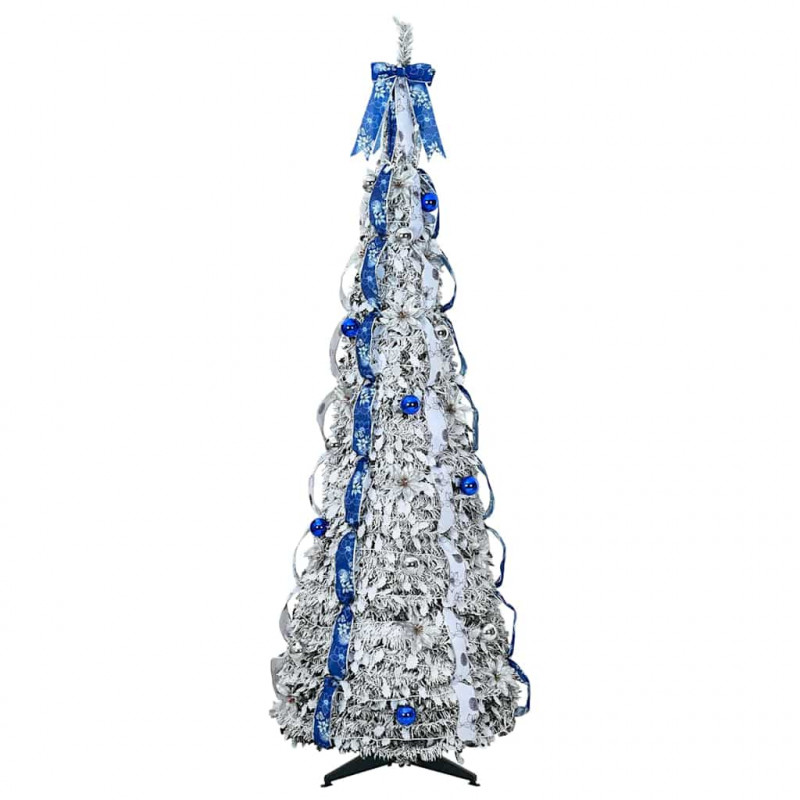 Sztuczna choinka z 150 diodami LED z podstawą Biały 180 cm PVC