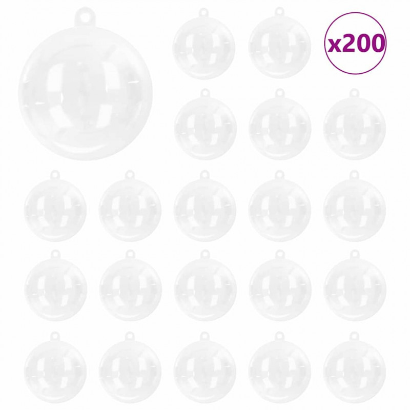 Zestaw Bombek Choinkowych 200 pcs przezroczysty Ø 5 cm