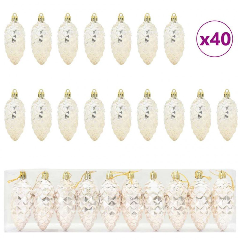 Choinkowa Bombka Szyszka 40 pcs szampański