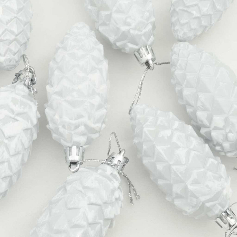 Choinkowa Bombka Szyszka 40 pcs Biały Z tworzywa sztucznego