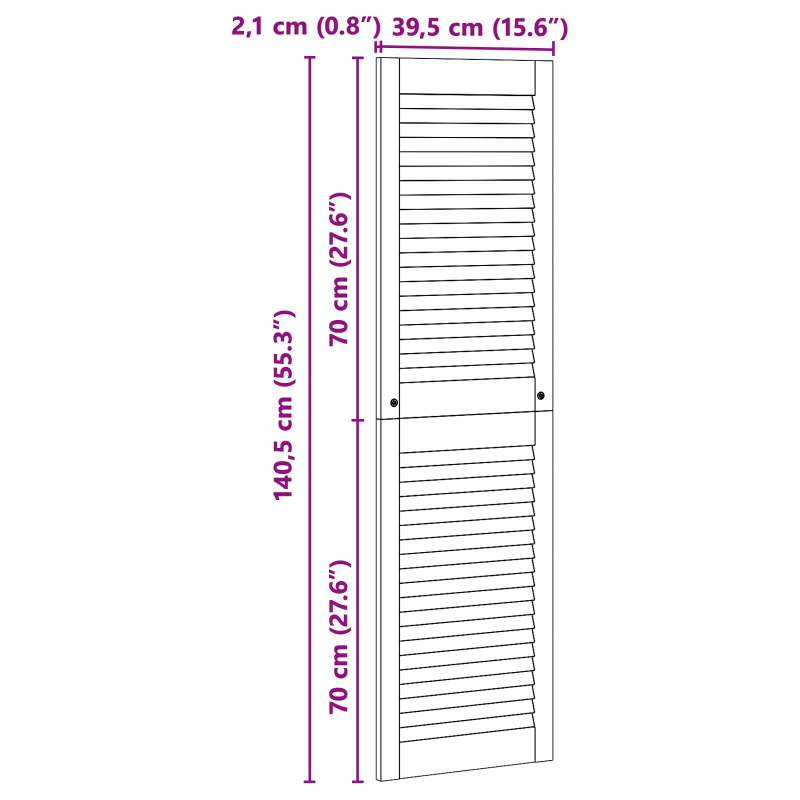 Drzwi do szafki 2 pcs Naturalny 39,5 x 2,1 x 140,5 cm