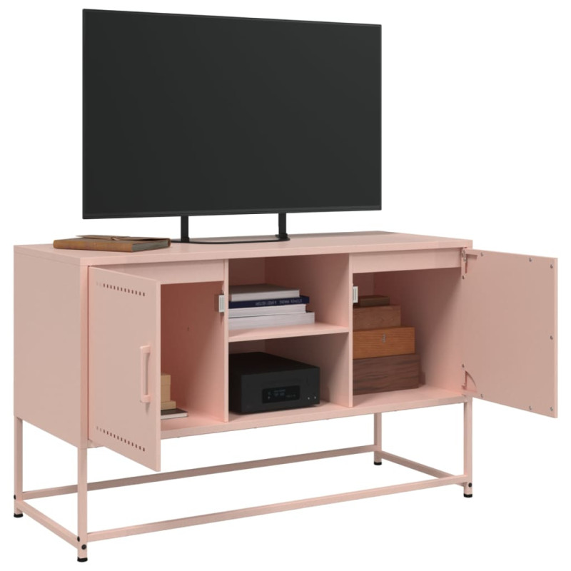 Szafka pod telewizor, różowa, 100,5x39x60,5 cm, stalowa