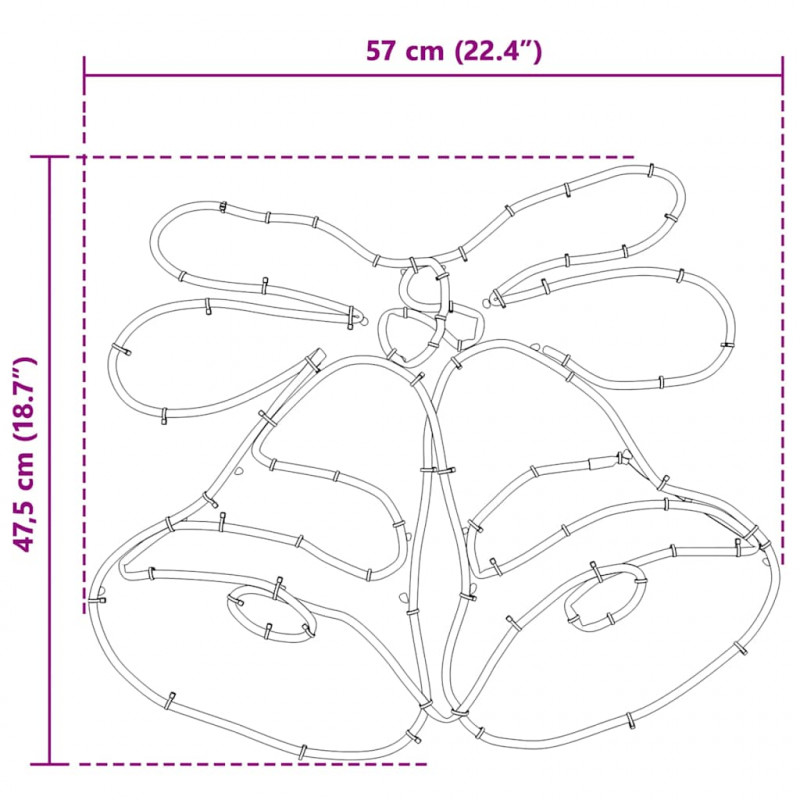 Dzwonek Świąteczny Wielokolorowe 57 x 47,5 cm PVC