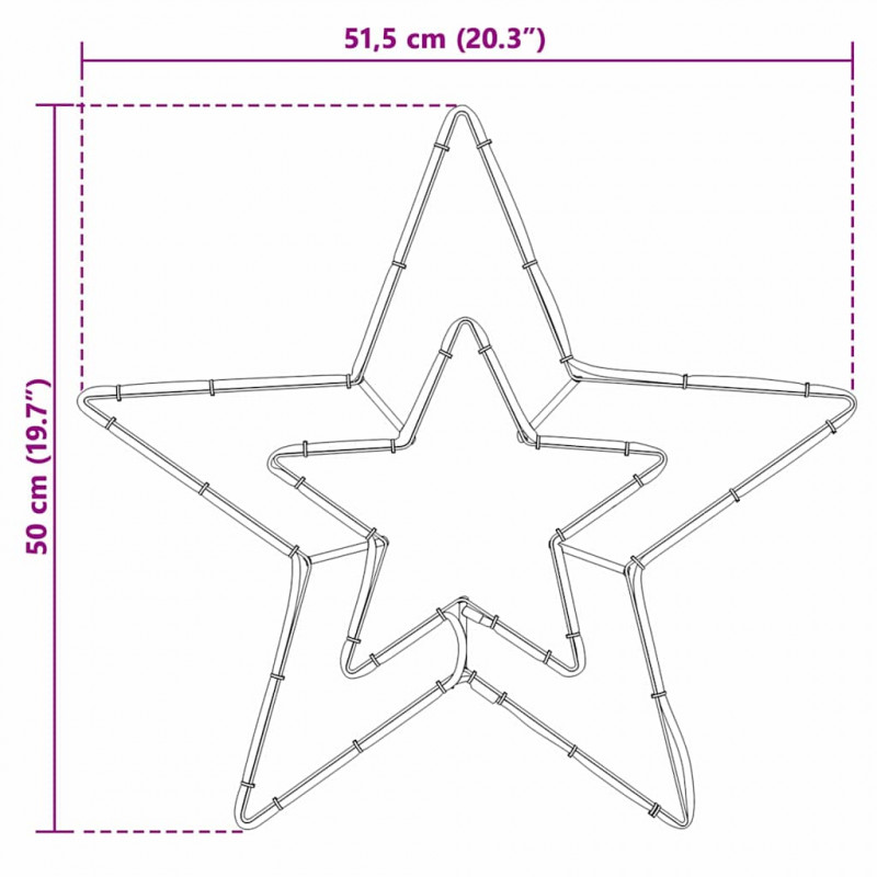Gwiazda Bożonarodzeniowa Zimna Biała 51,5 x 50 x 0,65 cm Żelazo