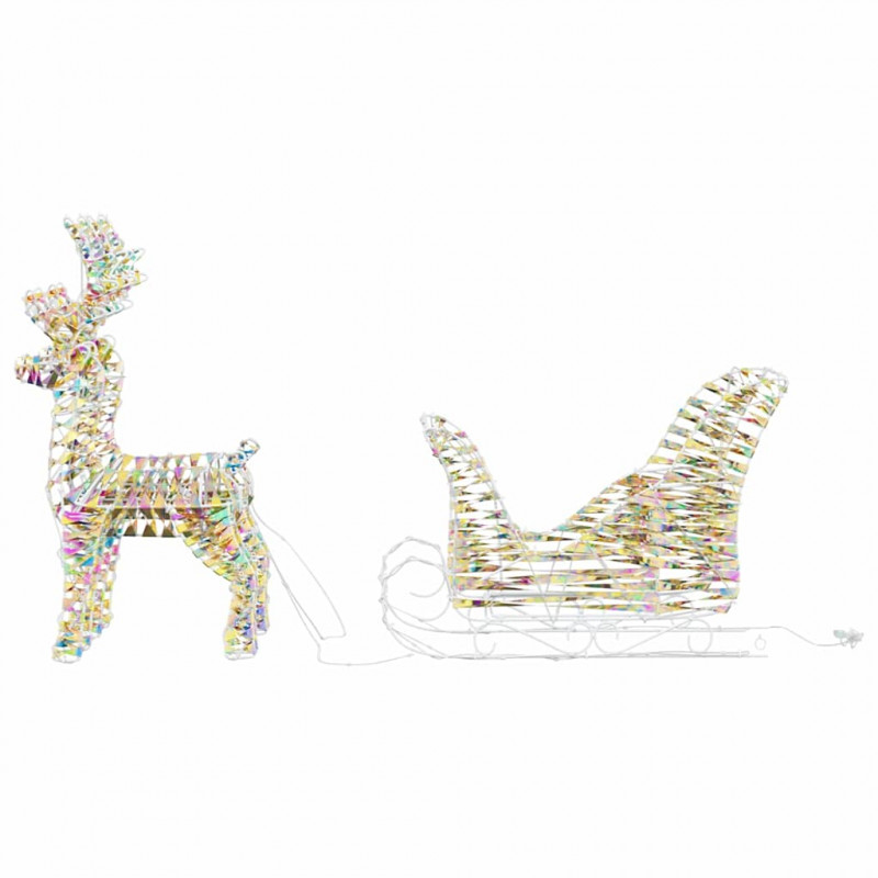 Renifer ciągnący sanie Ciepła biel 30 x 12 x 54,5 cm PET