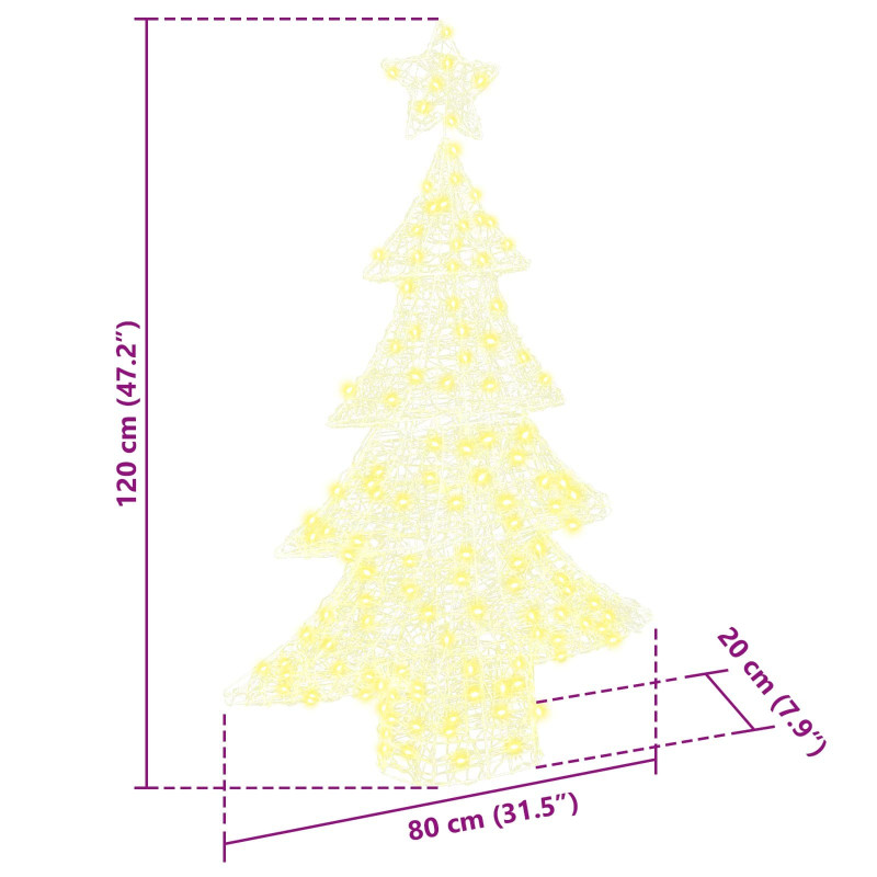 Choinka z 100 diodami LED Ciepła biel 120 cm Akryl