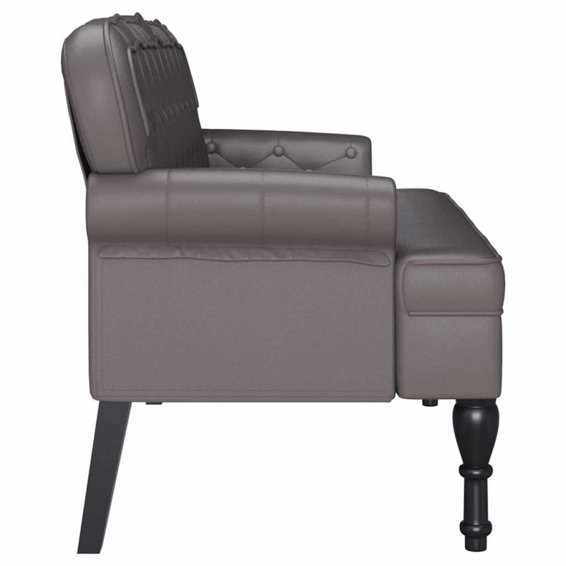 Fotel Chesterfield Szary 119,5 x 64,5 x 75 cm Skóra ekologiczna