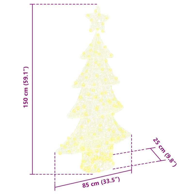 Choinka z 160 diodami LED Ciepła biel 150 cm Akryl