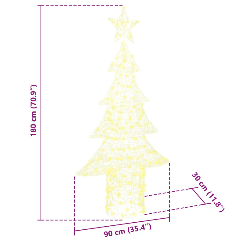Choinka z 240 diodami LED Ciepła biel 150 cm Akryl
