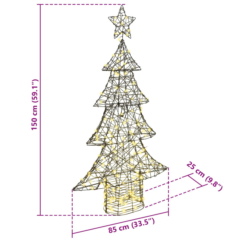Choinka z 160 diodami LED Ciepła biel 150 cm rattan