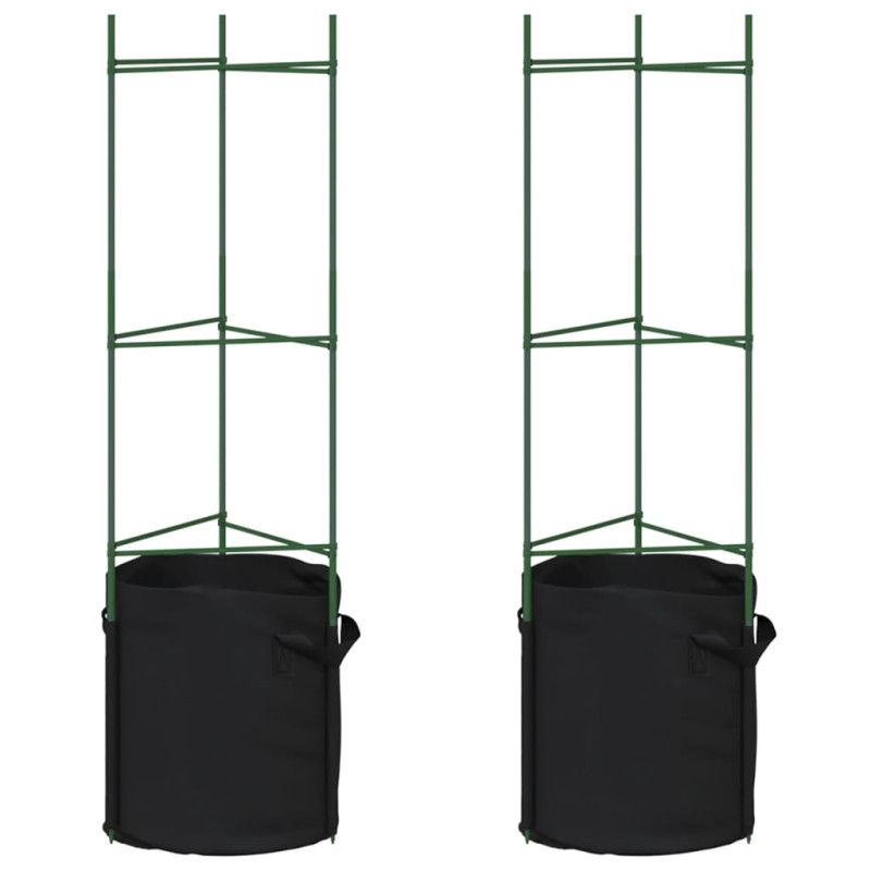 Podpórki do pomidorów z workami, 2 szt., 116 cm, stal i PP