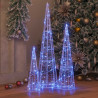 Choinka z 90 diodami LED 3 pcs Niebieski 20 x 20 x 80 cm Akryl