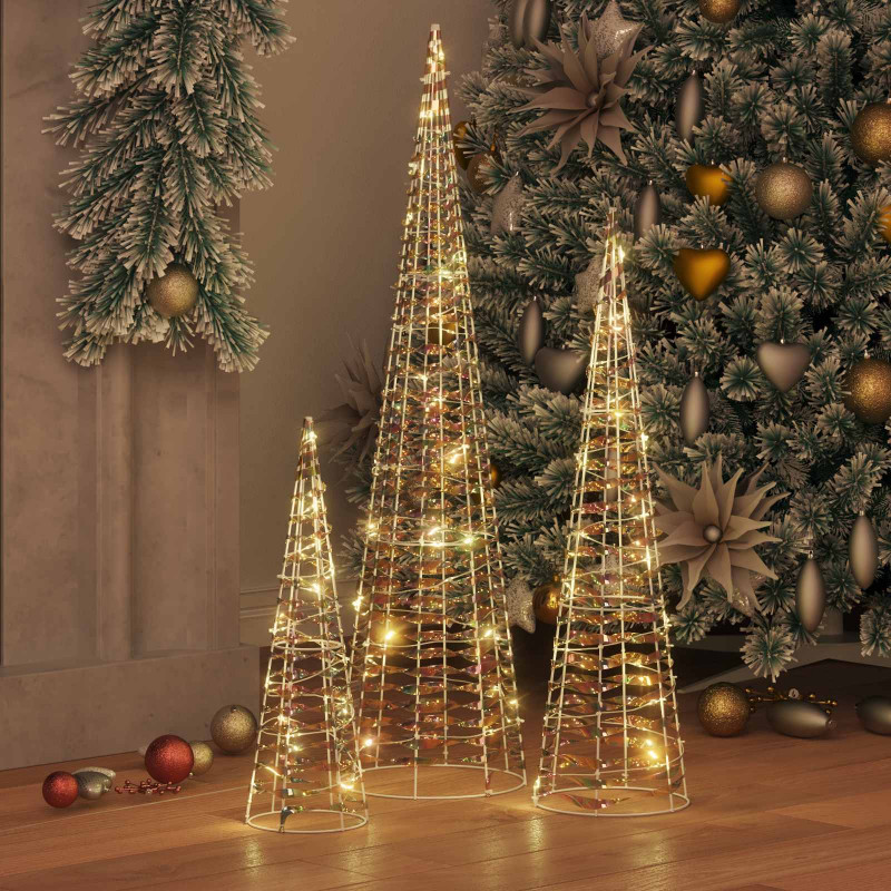Choinka z 90 diodami LED 3 pcs Ciepła biel 20 x 20 x 80 cm PET