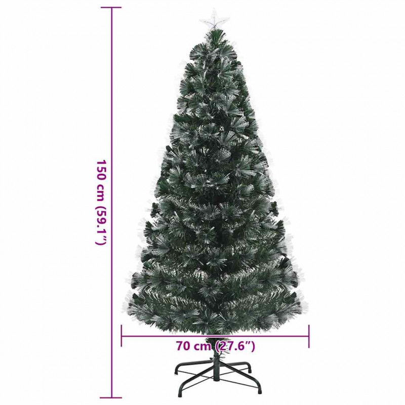 Sztuczna choinka z 160 diodami LED Zielony 150 cm PVC