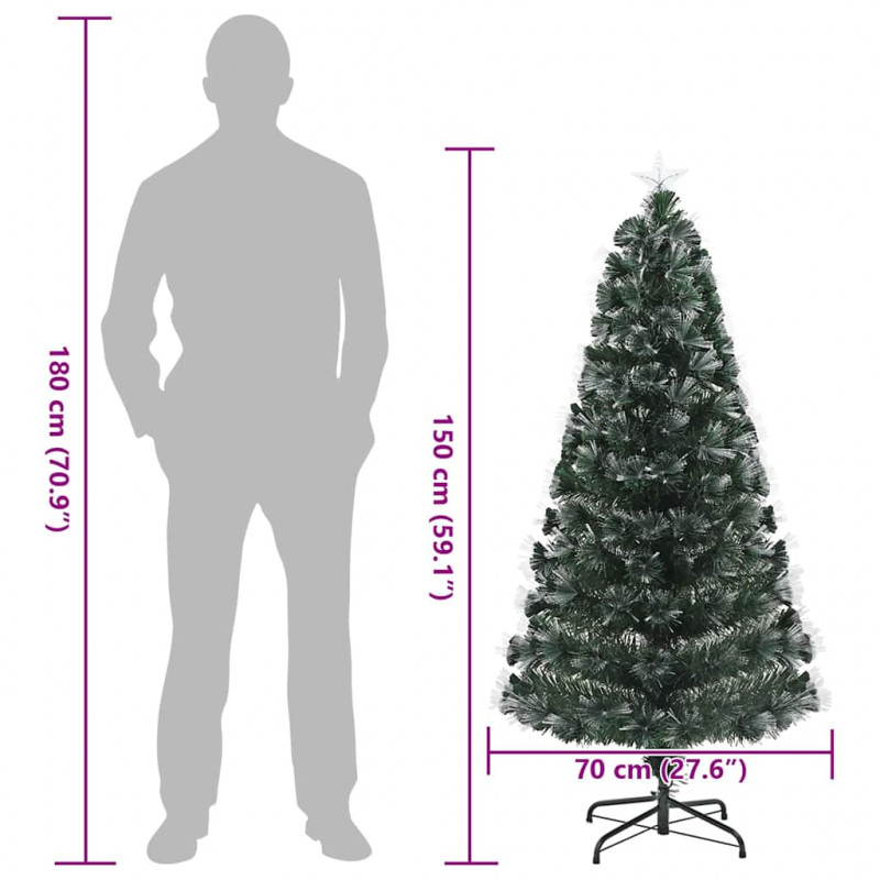 Sztuczna choinka z 160 diodami LED Zielony 150 cm PVC