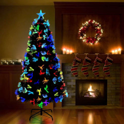 Sztuczna choinka z 210 diodami LED Zielony 180 cm PVC