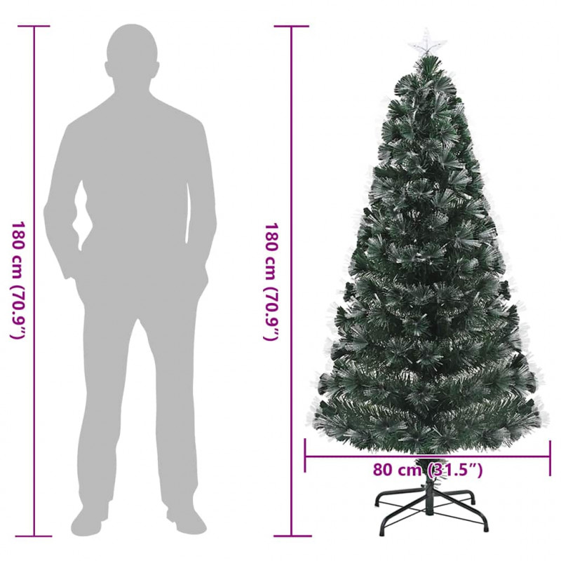 Sztuczna choinka z 210 diodami LED Zielony 180 cm PVC