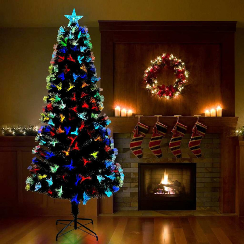Sztuczna choinka z 250 diodami LED Zielony 210 cm PVC