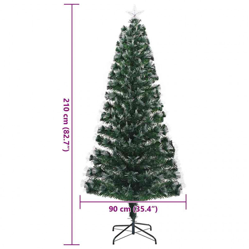 Sztuczna choinka z 250 diodami LED Zielony 210 cm PVC