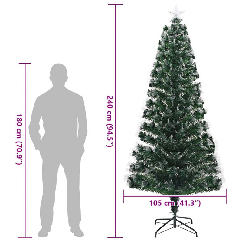Sztuczna choinka z 300 diodami LED Zielony 240 cm PVC