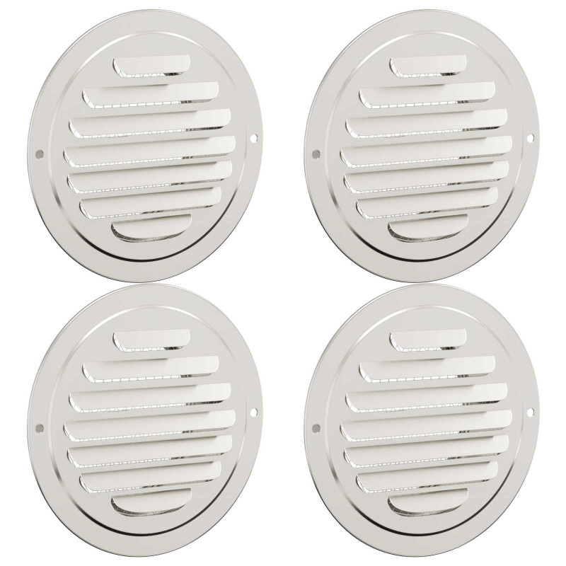 Pokrywy wentylacyjne 4 pcs Srebrny 80 mm Stal nierdzewna