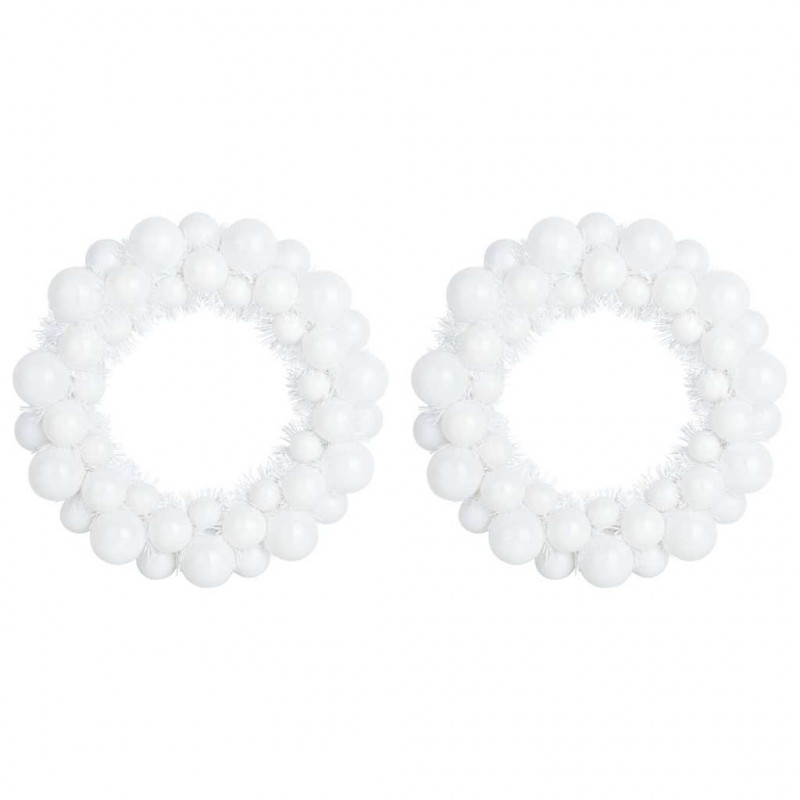 Wieniec Bożonarodzeniowy z Bombkami 2 pcs Biały 33 x 33 x 7 cm
