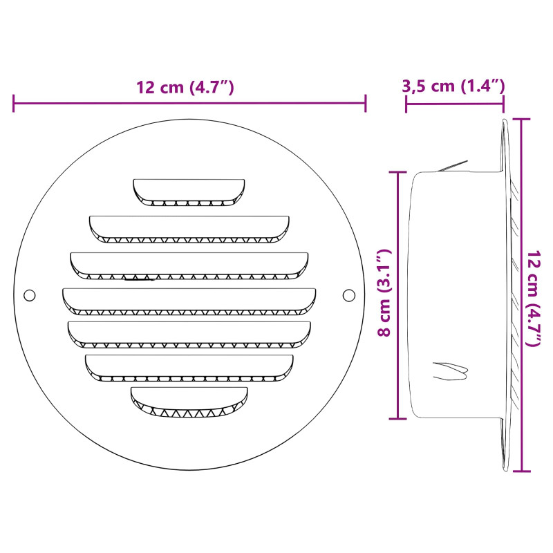 Pokrywy wentylacyjne 4 pcs Srebrny 80 mm Stal nierdzewna