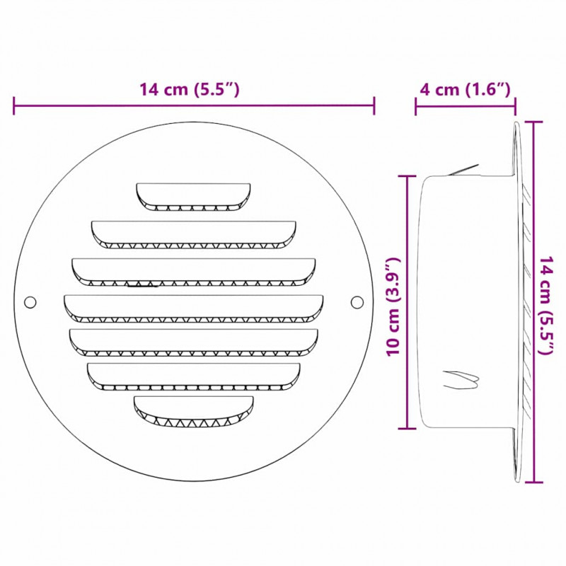Pokrywy wentylacyjne 4 pcs Srebrny 100 mm Stal nierdzewna