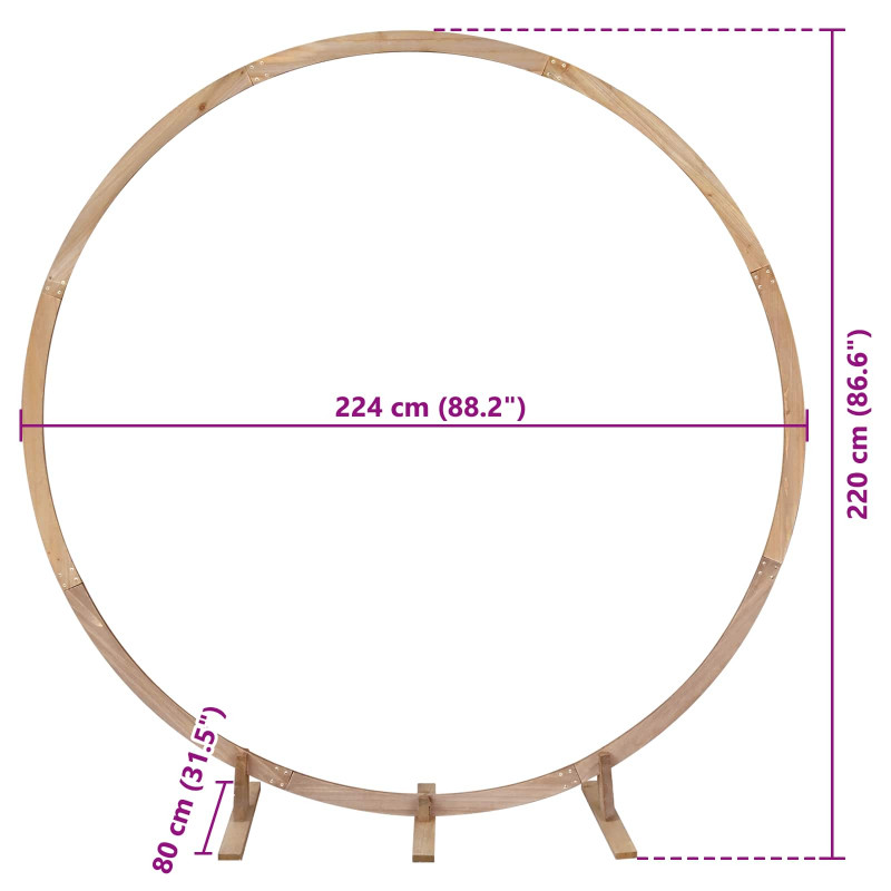 Łuk Ślubny Jasny Brąz 224 x 80 x 220 cm Lite drewno sosnowe