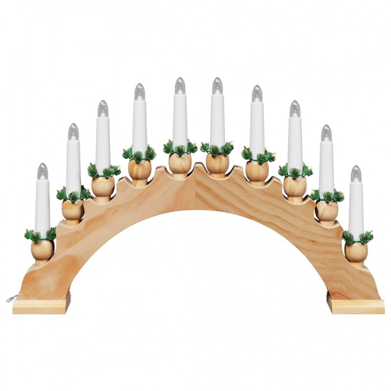 Świąteczny Łuk Świec z 10 Świecami LED Brązowy 47 x 5 x 29 cm