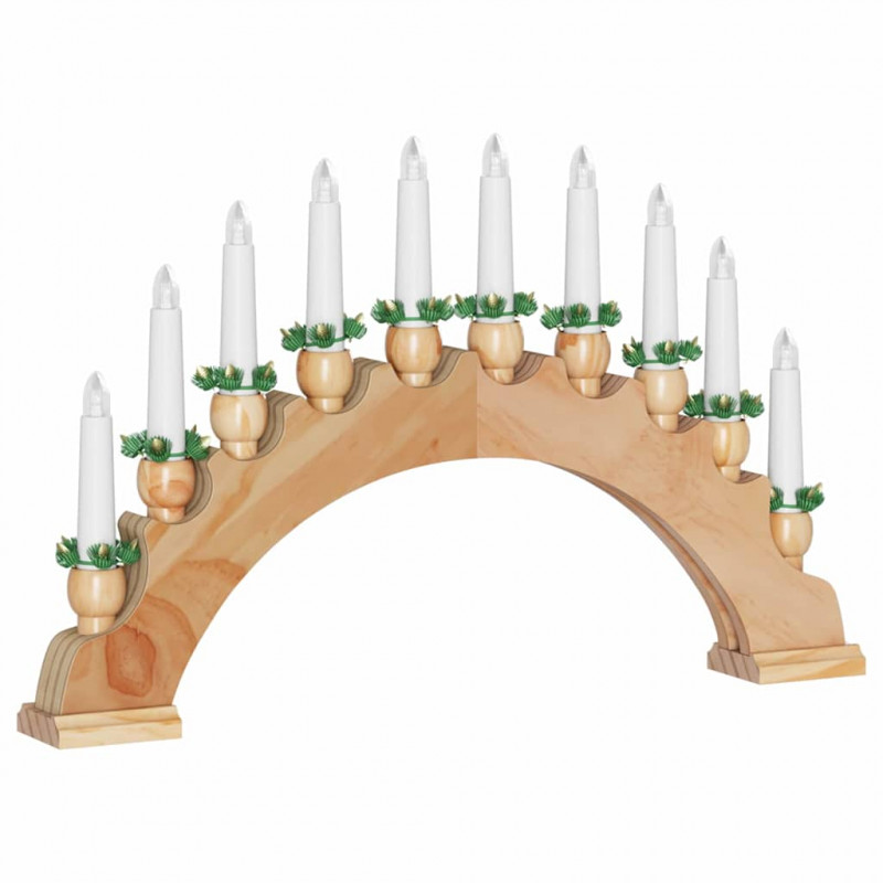 Świąteczny Łuk Świec z 10 Świecami LED Brązowy 47 x 5 x 29 cm