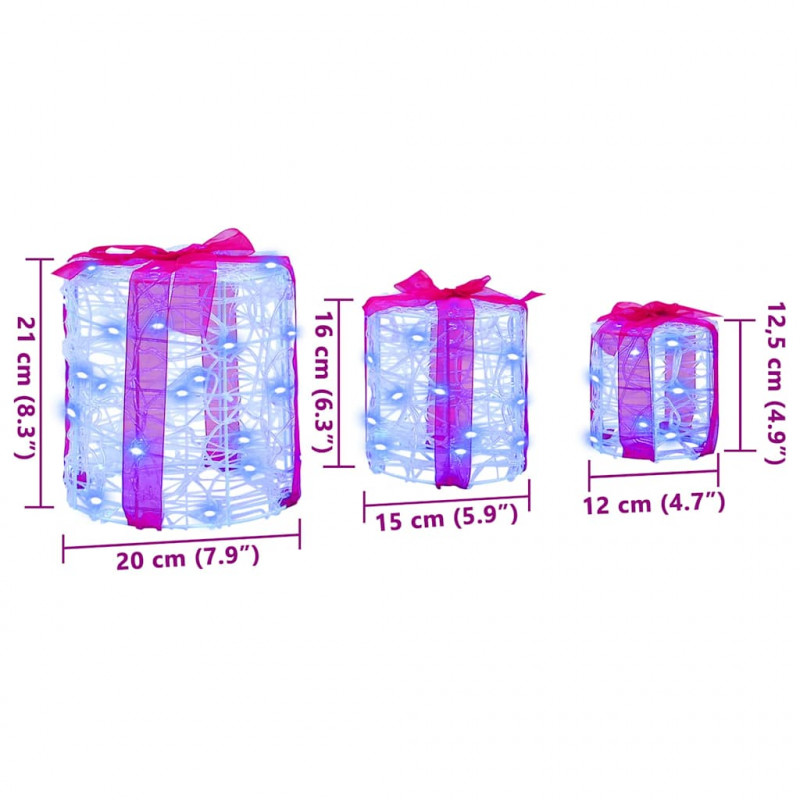 Dekoracja Pudełka Prezentowego 3 pcs Niebieski 20 x 20 x 21 cm