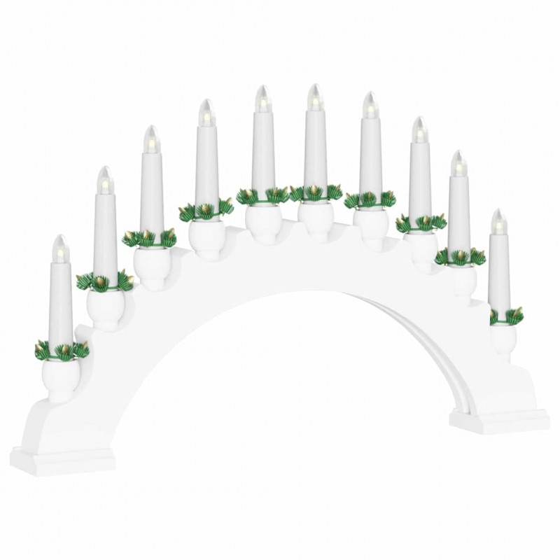 Świąteczny Łuk Świec z 10 Świecami LED Biały 47 x 5 x 29 cm