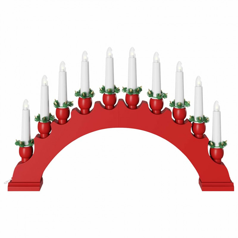 Świąteczny Łuk Świec z 10 Świecami LED Czerwony 47 x 5 x 29 cm