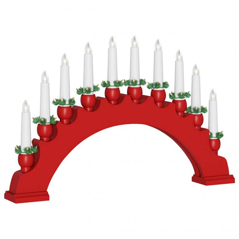 Świąteczny Łuk Świec z 10 Świecami LED Czerwony 47 x 5 x 29 cm
