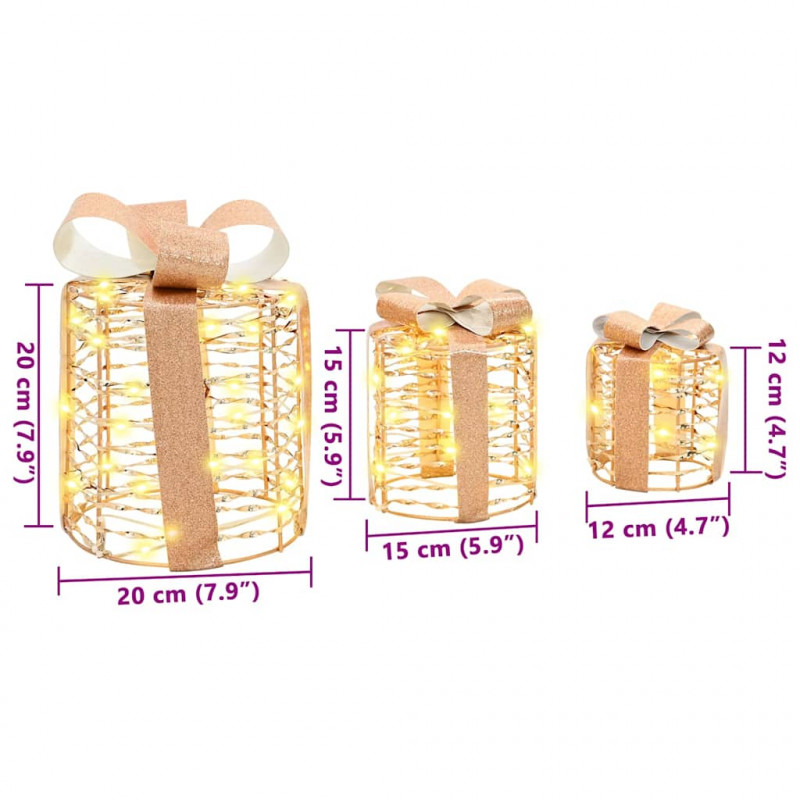 Dekoracja Pudełka Prezentowego 3 pcs 20 x 20 x 20 cm PET