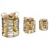Dekoracja Pudełka Prezentowego 3 pcs Ciepła biel rattan