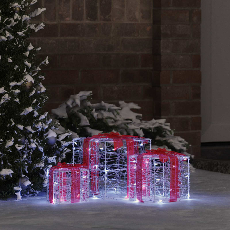 Pudełko Prezentowe 3 pcs Zimna biel 20 x 20 x 20 cm Akryl
