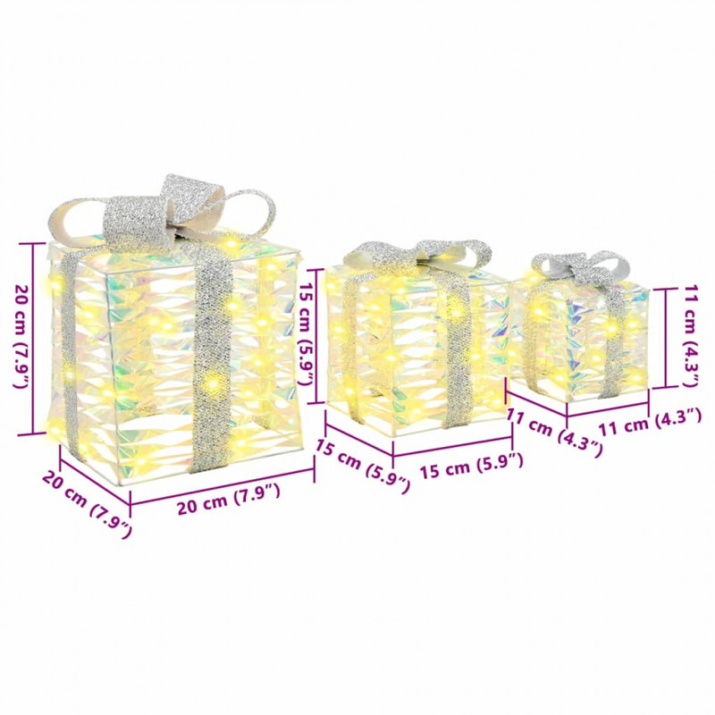 Pudełko Prezentowe 3 pcs Ciepła biel 20 x 20 x 20 cm PET