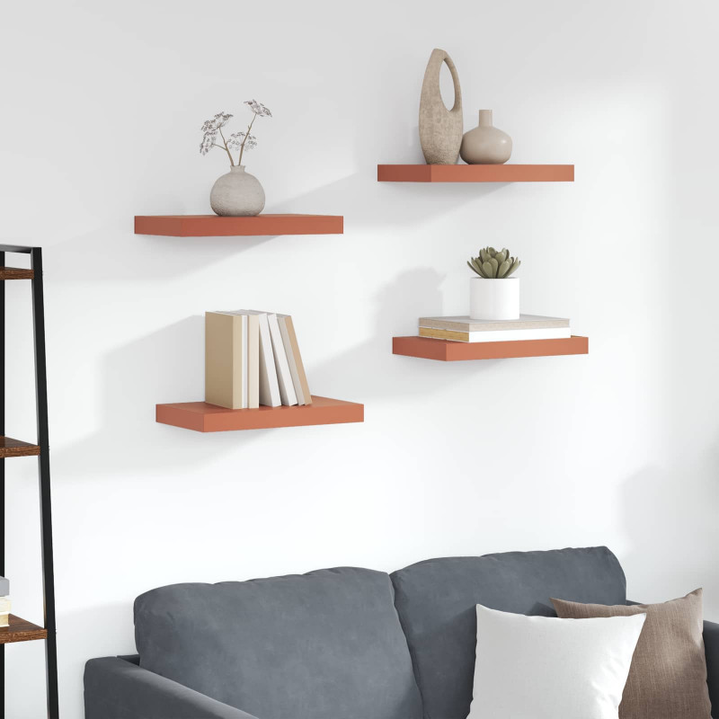 Półka ścienna z przechowywaniem 4 pcs Czerwony 40 x 23,5 x 4 cm