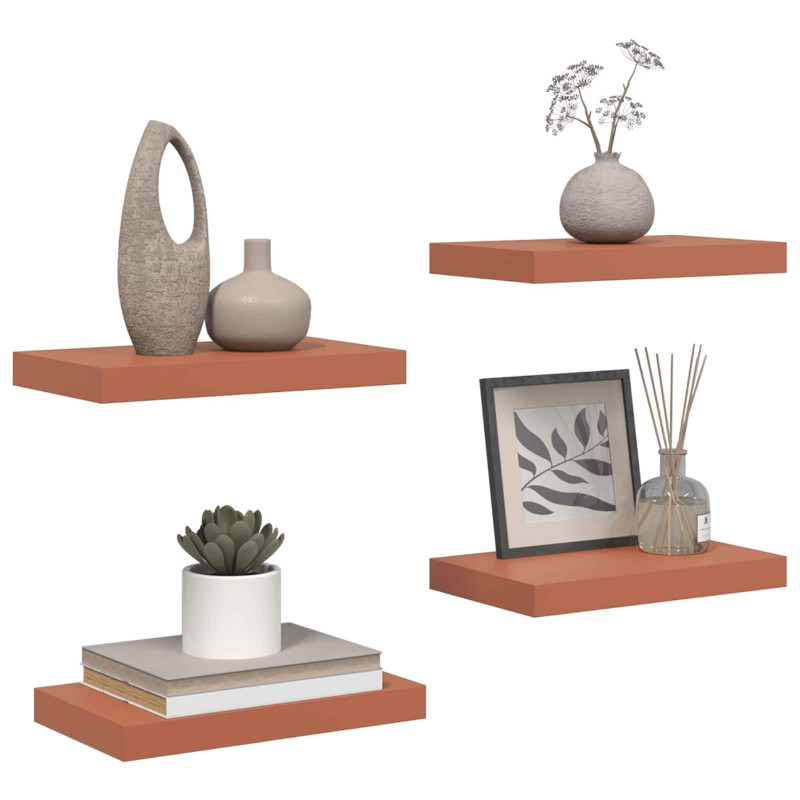 Półka ścienna z przechowywaniem 4 pcs Czerwony 40 x 23,5 x 4 cm