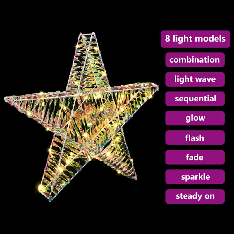 3D Gwiazda z 50 diodami LED Ciepła biel 55 x 52.5 x 9 cm PET