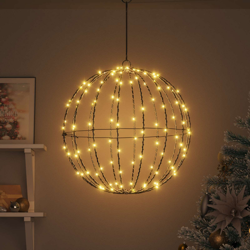 Piłka z 160 diodami LED Ciepła biel 50,5 x 50,5 x 52 cm Metal