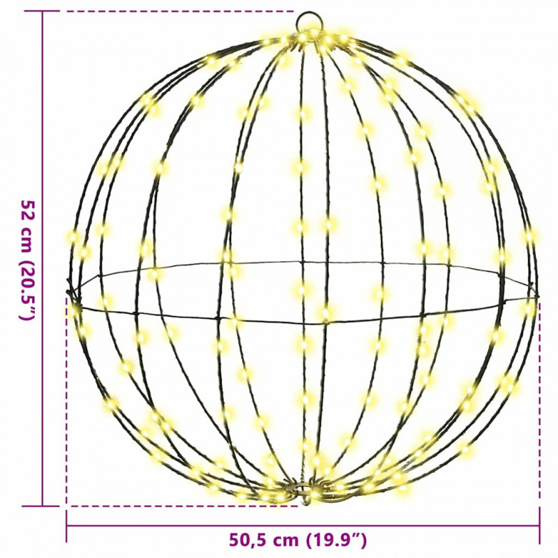 Piłka z 160 diodami LED Ciepła biel 50,5 x 50,5 x 52 cm Metal