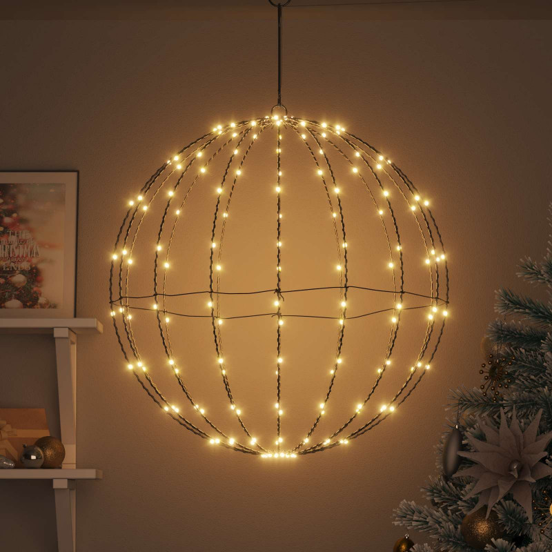 Piłka z 192 diodami LED Ciepła biel 59,5 x 59,5 x 63 cm Metal