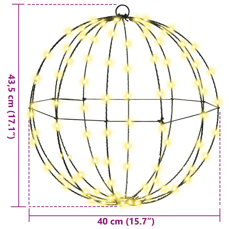 Piłka 2 pcs Ciepła biel 40 x 40 x 43,5 cm Metal